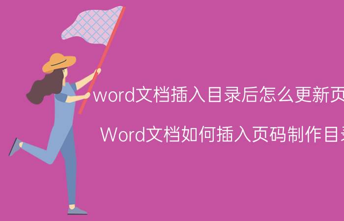 word文档插入目录后怎么更新页码 Word文档如何插入页码制作目录？